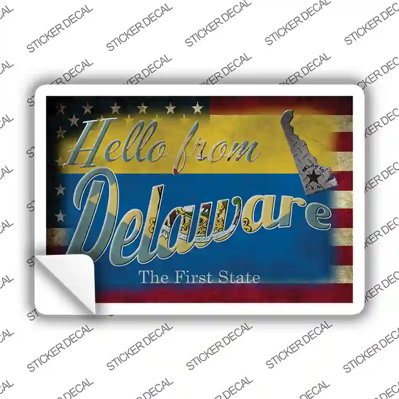 Hello From Delaware Novelty Postcard Sticker Decals