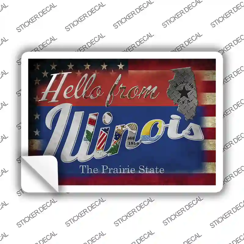 Hello From Illinois Novelty Postcard Sticker Decals