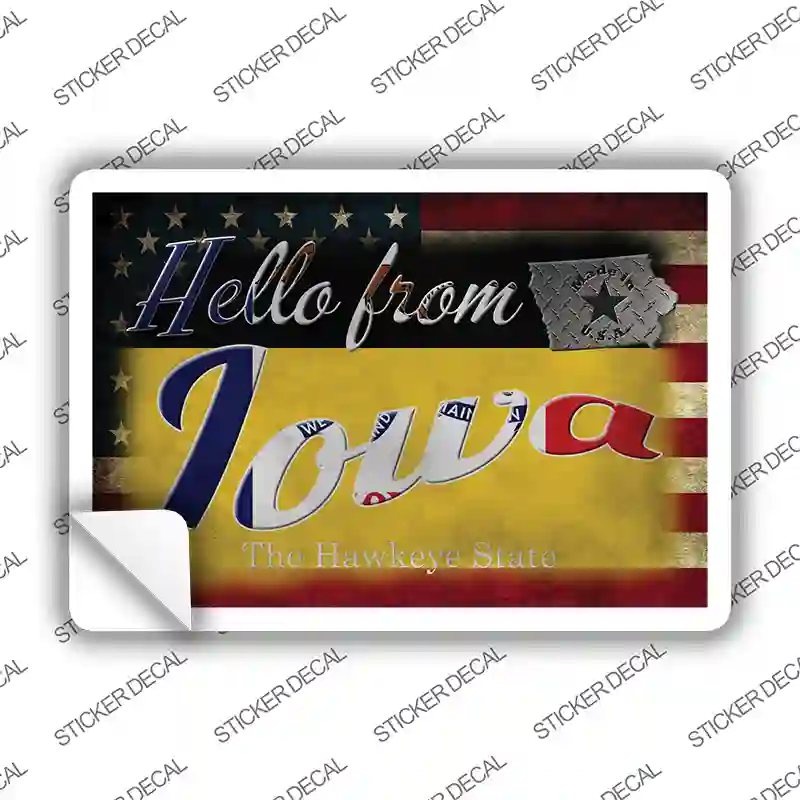 Hello From Iowa Novelty Postcard Sticker Decals