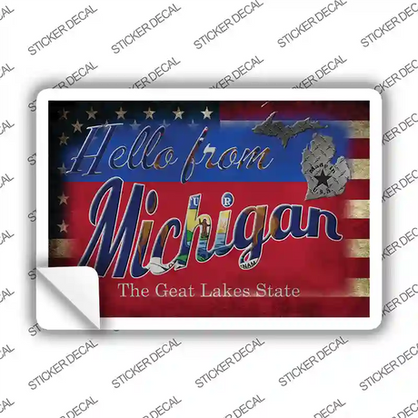 Hello From Michigan Novelty Postcard Sticker Decals