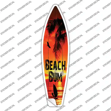 Beach Bum Sunset Novelty Surfboard Sticker Decal