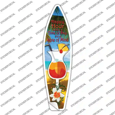 Happy Hour Novelty Surfboard Sticker Decal