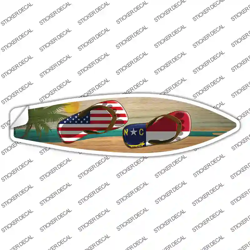 North Carolina Flag Flip Flop Novelty Surfboard Sticker Decal