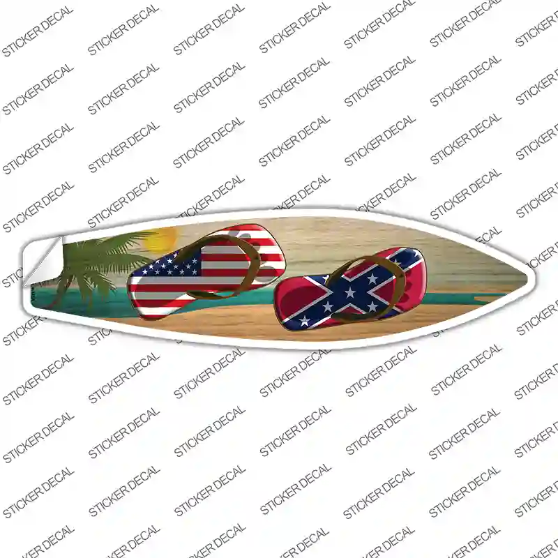 Confederate Flag Flip Flop Novelty Surfboard Sticker Decal