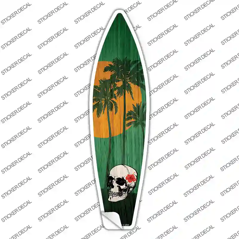 Skull And Palm Trees Novelty Surfboard Sticker Decal