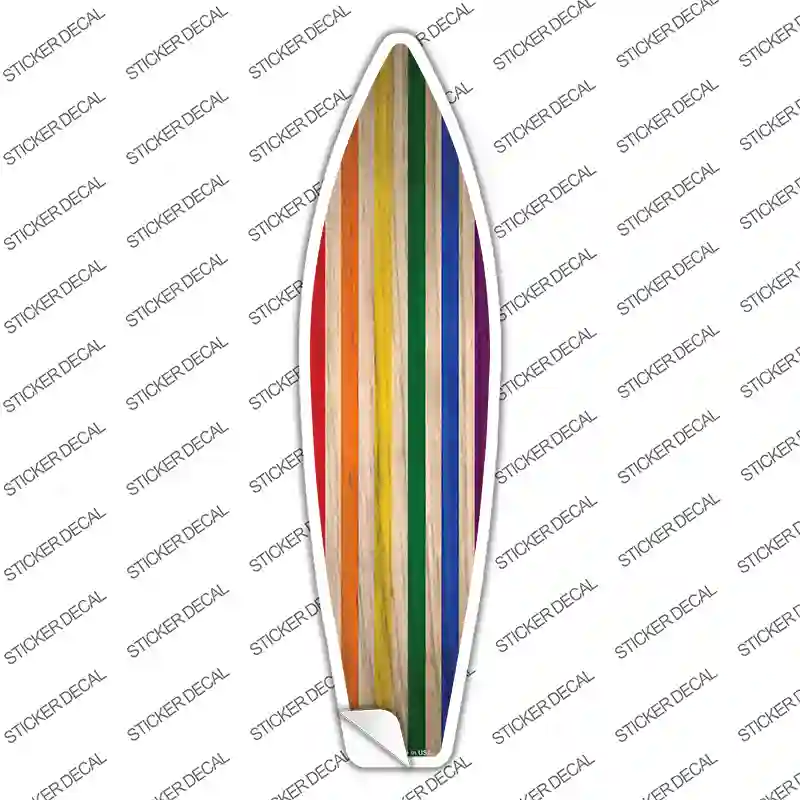 Rainbow Striped Novelty Surfboard Sticker Decal