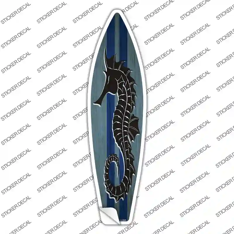 Seahorse Blue Striped Novelty Surfboard Sticker Decal