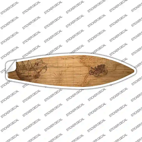Vintage Map With Buggy Novelty Surfboard Sticker Decal