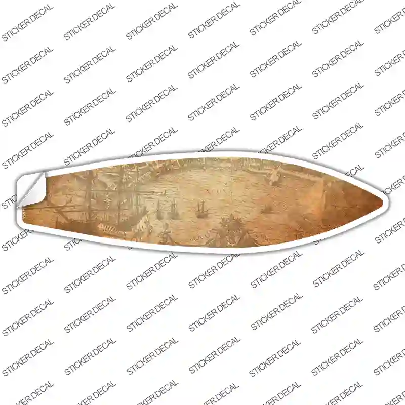 Vintage Map With Sea Novelty Surfboard Sticker Decal