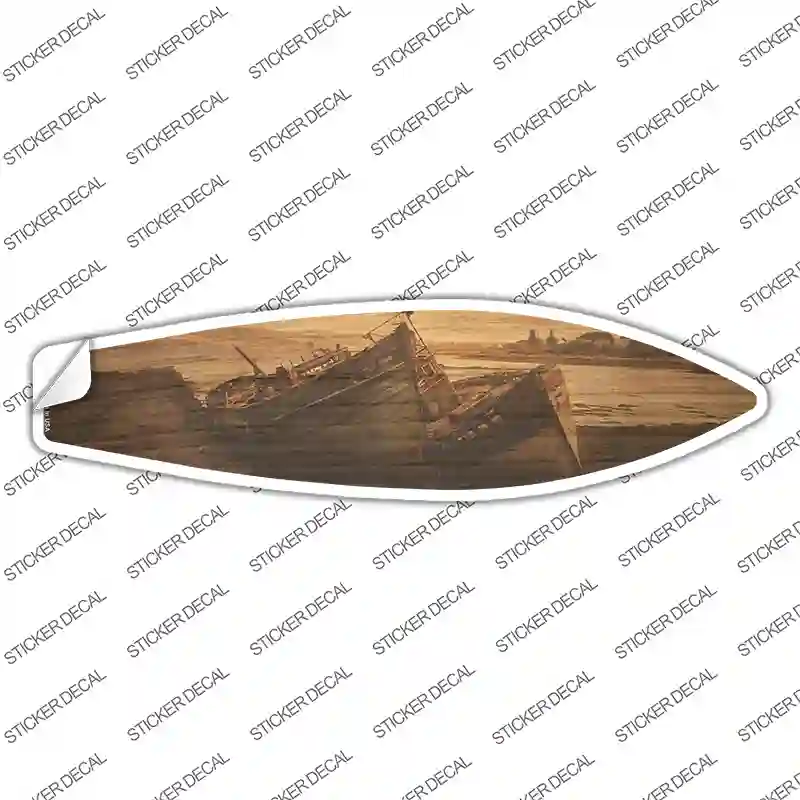 Vintage Wrecked Boat Novelty Surfboard Sticker Decal