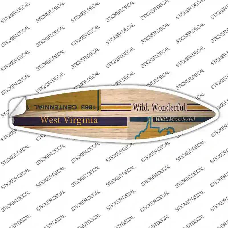West Virginia License Plate Novelty Surfboard Sticker Decal