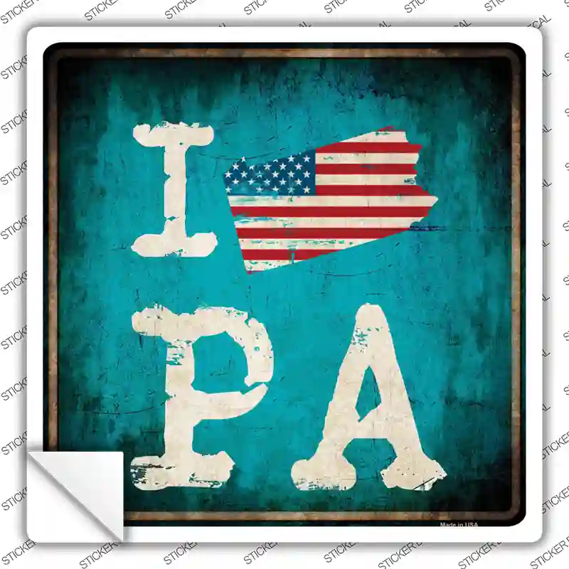I Love Pennsylvania Novelty Square Sticker Decal