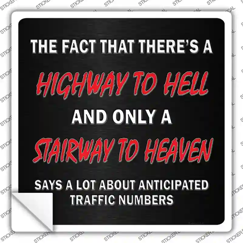 Traffic Numbers Novelty Square Sticker Decal