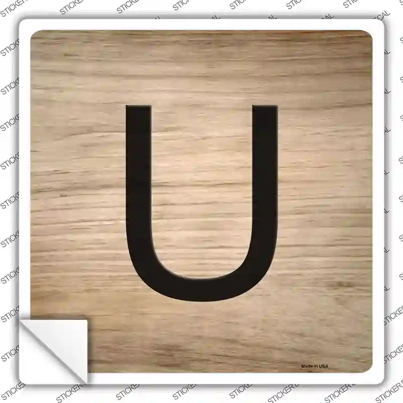 U Letter Tile Novelty Square Sticker Decal