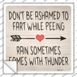 Fart While Peeing Rain With Thunder Novelty Square Sticker Decal