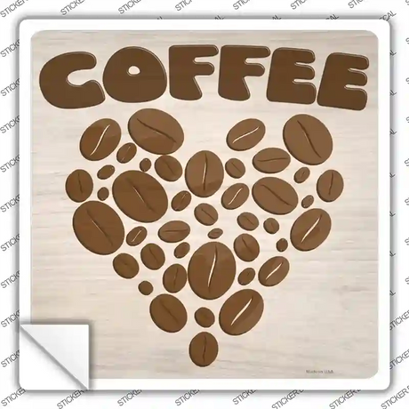 Love Coffee Novelty Square Sticker Decal