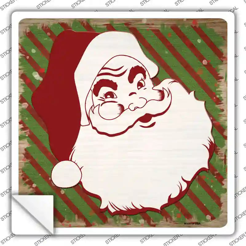 Santa Claus Red and Green Novelty Square Sticker Decal