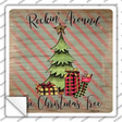 Rockin Around the Christmas Tree Novelty Square Sticker Decal