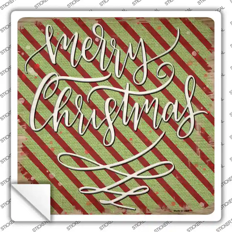 Merry Christmas Red and Green Novelty Square Sticker Decal
