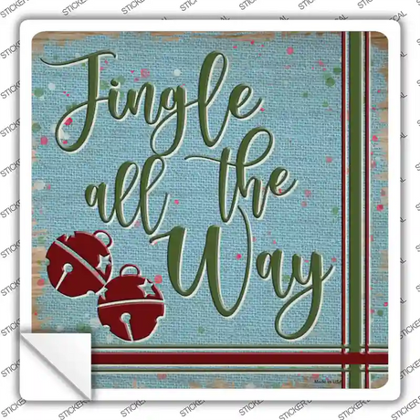 Jingle All the Way Blue Novelty Square Sticker Decal