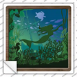 Mermaid Shadow Box Novelty Square Sticker Decal