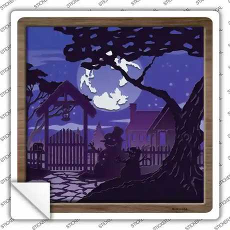Snowmen Shadow Box Novelty Square Sticker Decal