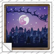 Santa Over Town Shadow Box Novelty Square Sticker Decal