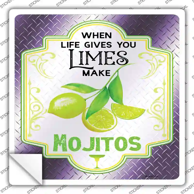 Make Mojitos Purple Novelty Square Sticker Decal