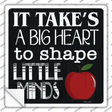 Big Heart Shape Little Minds Novelty Square Sticker Decal