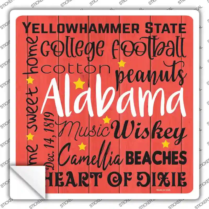 Alabama Motto Novelty Square Sticker Decal