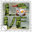 Camo Love Grilling Gnome Novelty Square Sticker Decal