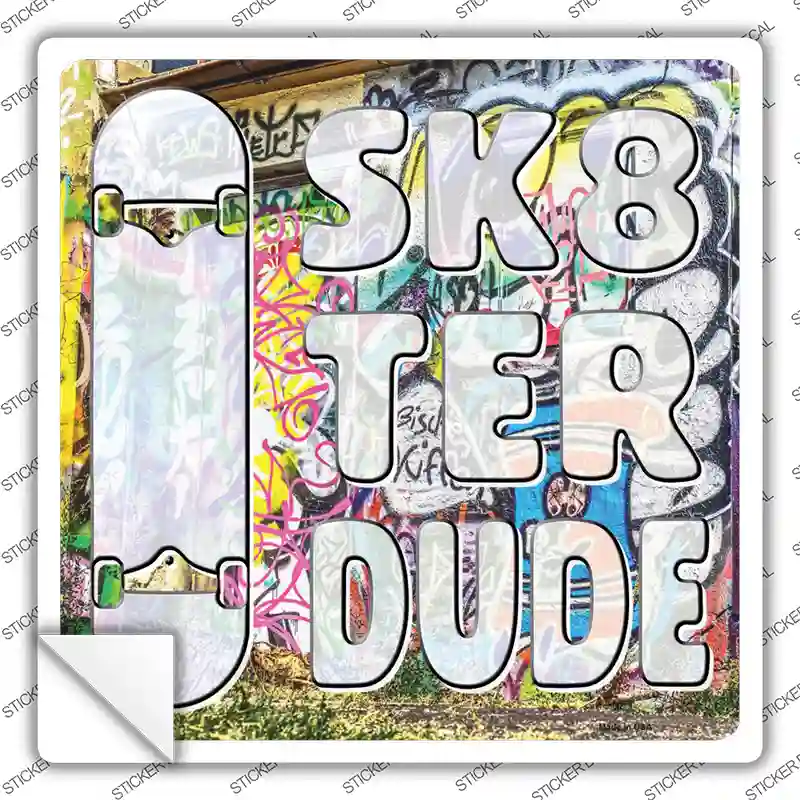 Sk8ter Dude Novelty Square Sticker Decal