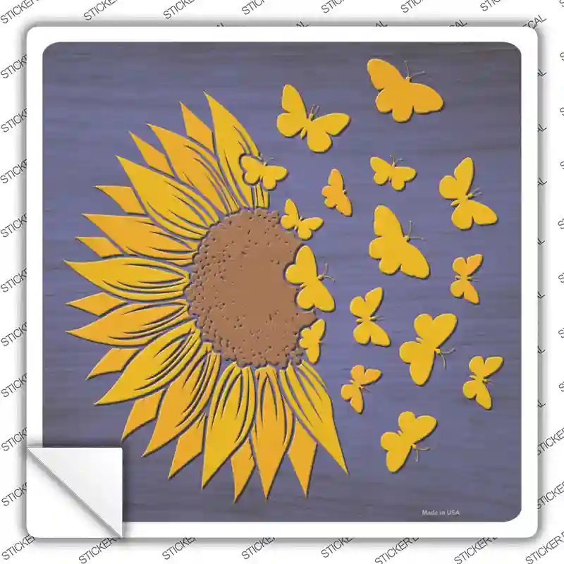 Sunflower Petals Turn To Butterflys Novelty Square Sticker Decal