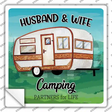 Husband & Wife Camping Novelty Square Sticker Decal