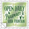 Pharmacy and Soda Fountain Novelty Square Sticker Decal
