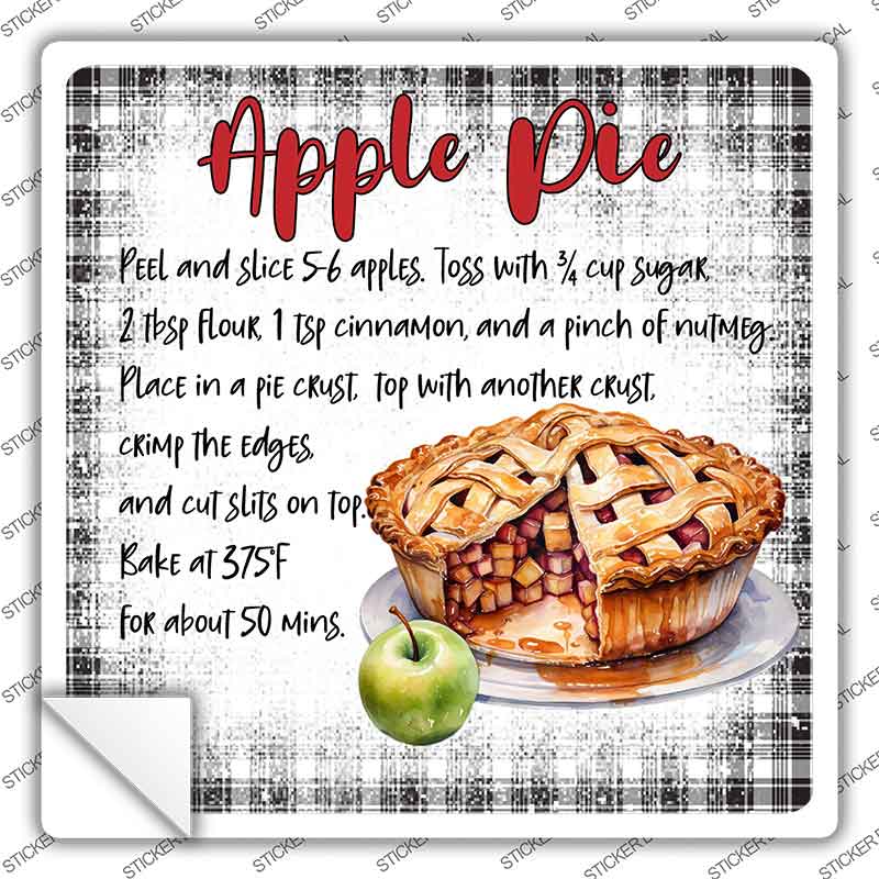 Apple Pie Recipe Novelty Square Sticker Decal SQ-1675s