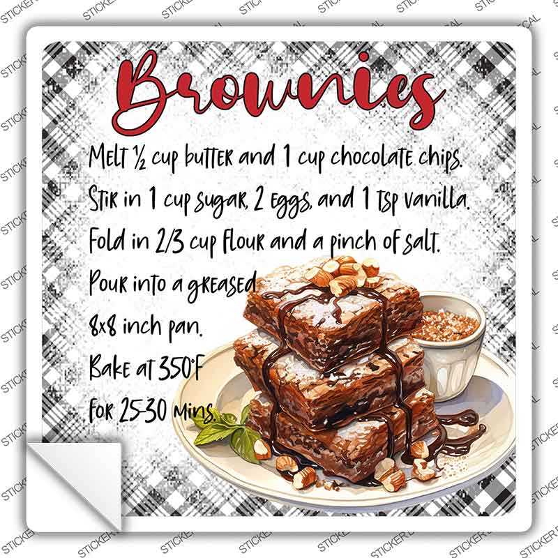 Brownies Recipe Novelty Square Sticker Decal SQ-1680s