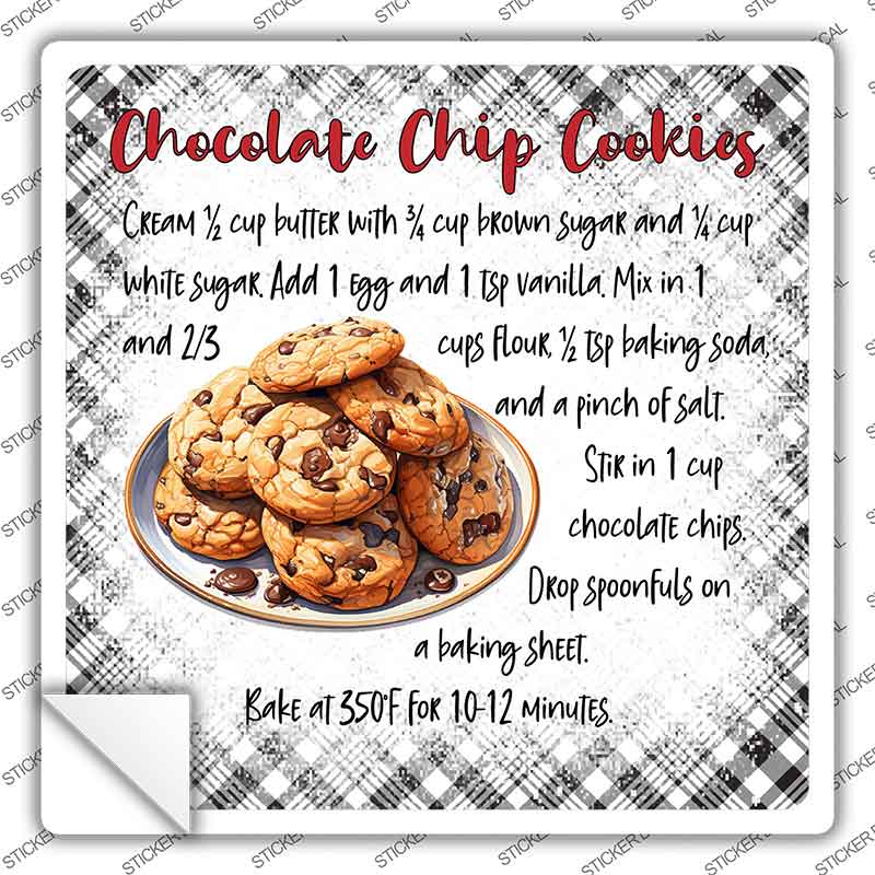 Chocolate Chip Cookies Recipe Novelty Square Sticker Decal SQ-1683s