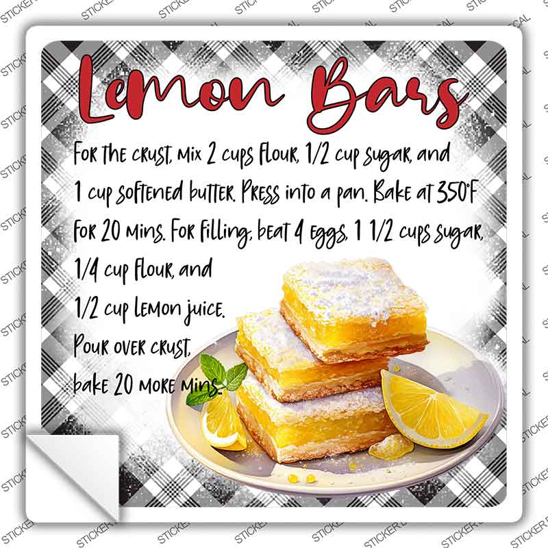 Lemon Bars Recipe Novelty Square Sticker Decal SQ-1687s