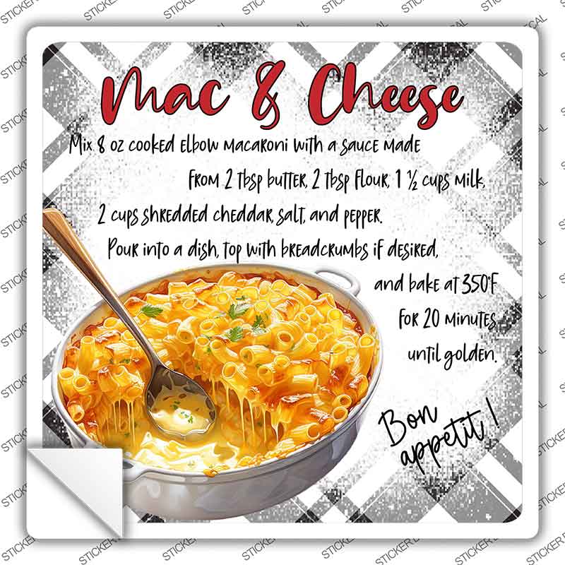 Mac & Cheese Recipe Novelty Square Sticker Decal SQ-1688s