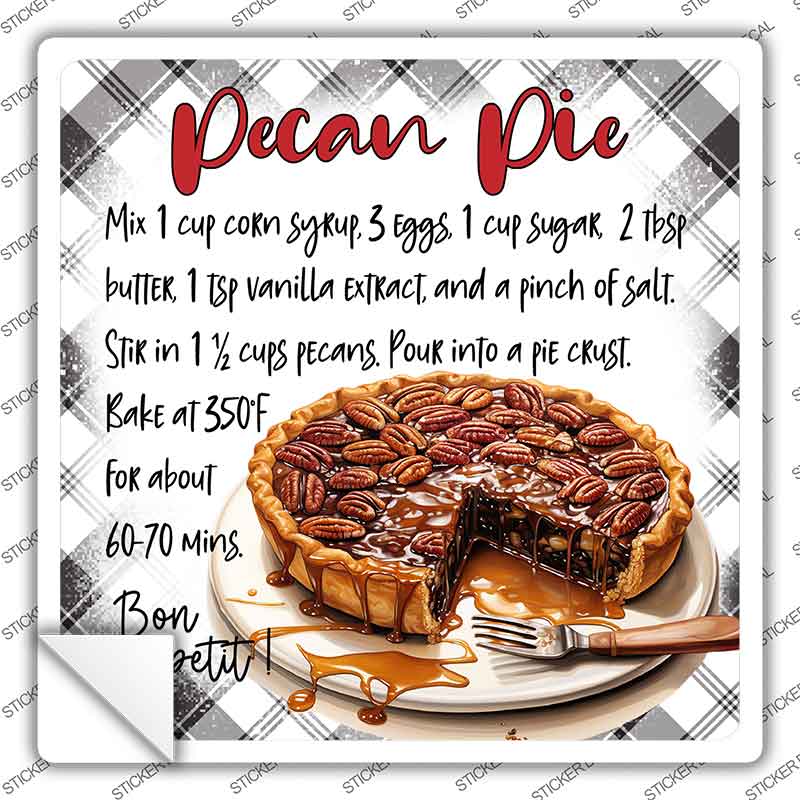Pecan Pie Recipe Novelty Square Sticker Decal SQ-1689s