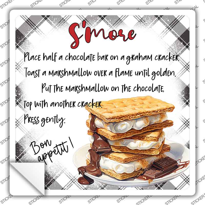 Smore Recipe Novelty Square Sticker Decal SQ-1692s