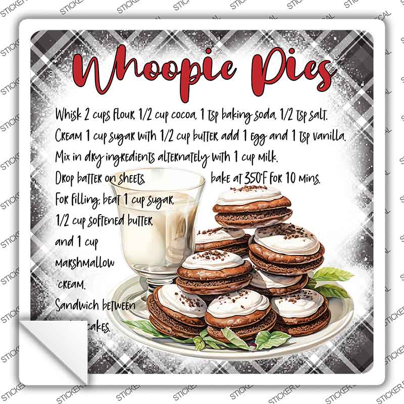 Whoopie Pies Recipe Novelty Square Sticker Decal SQ-1694s