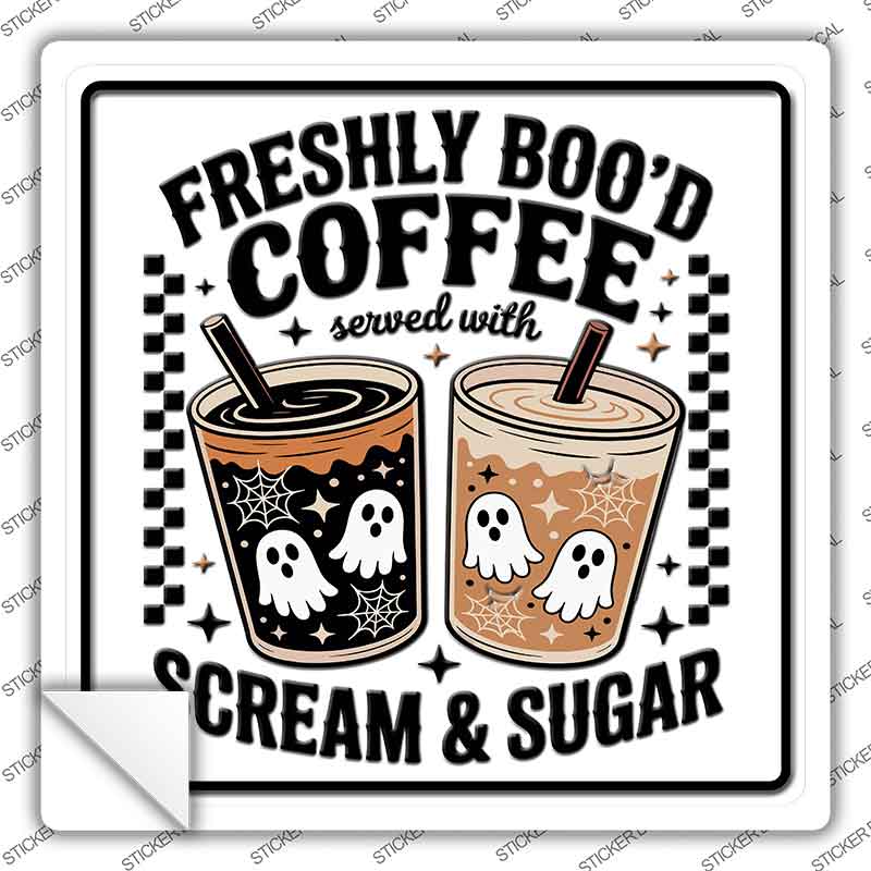 Freshily Bood Coffee Novelty Square Sticker Decal SQ-1704s