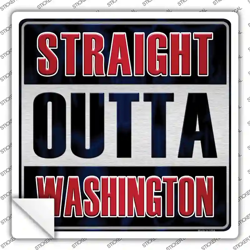 Straight Outta Washington Red Novelty Square Sticker Decal