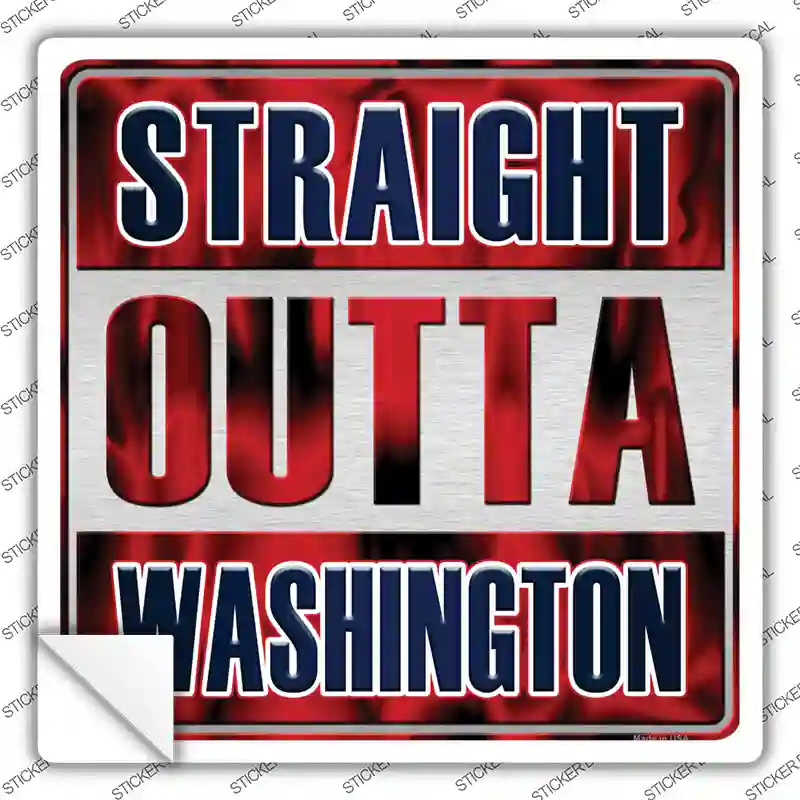 Straight Outta Washington Blue Novelty Square Sticker Decal