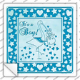 Its A Boy With Stork Novelty Square Sticker Decal