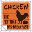 Chicken The Pet That Poops Breakfast Novelty Square Sticker Decal