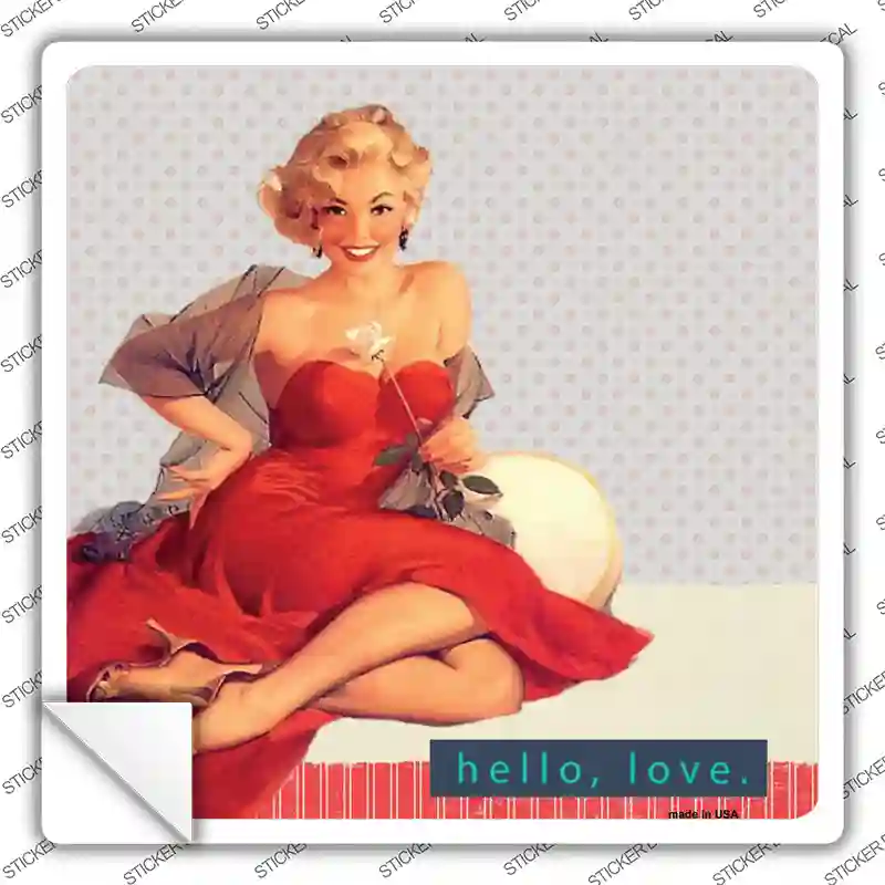 Hello Love Novelty Square Sticker Decal