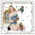 Gardening Girl Novelty Square Sticker Decal